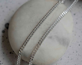 Sterlingsilver 2,5 mm trottoarkantkedja: Massivt Miami kubanskt halsband
