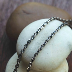 Silver cable chain, solid sterling silver thick oxidized cable chain 3.1 mm., silver rustic cable chain necklace, gift for him, gift for her