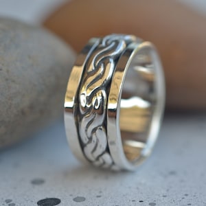 Sterling Silver Celtic Spinner Ring: Handmade Weaving Band