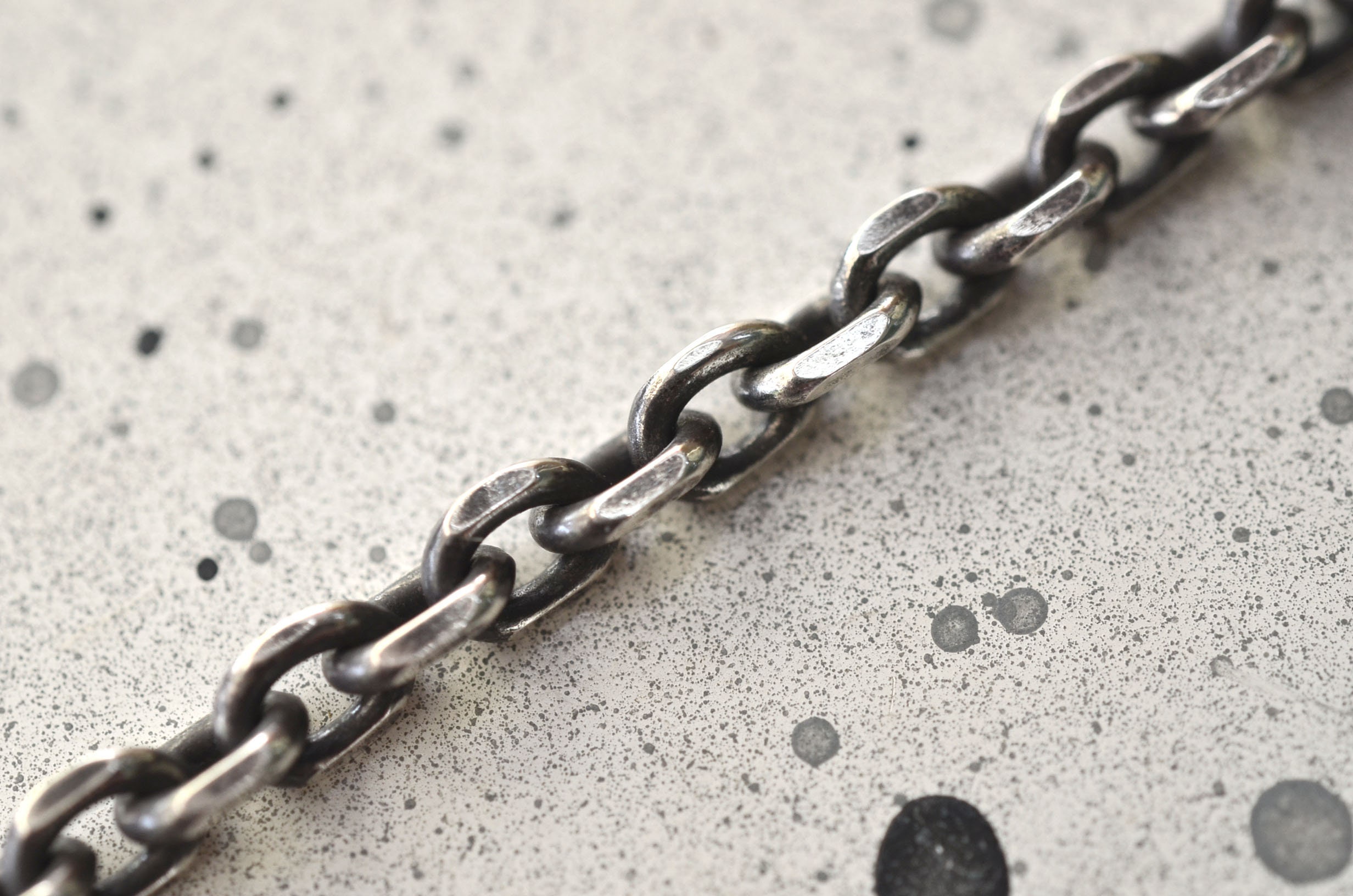 Sterling Silver Cable Chain Bracelet 3.7mm, Rustic Oxidized Sterling Silver Cable Chain Bracelet 3.7mm, Rustic Oxidized