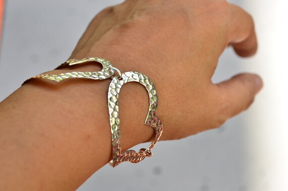 Personalised Sterling Silver Hammered Heart Bracelet