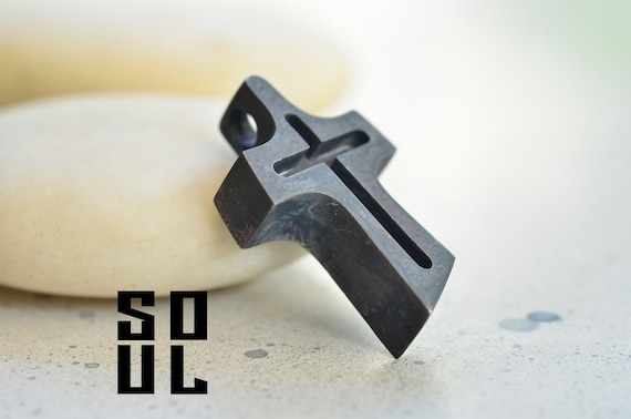 Oxidized Sterling Silver Cross Pendant: Thick Rustic Handmade Jewelry Personalized cross pendant Gift for boyfriend