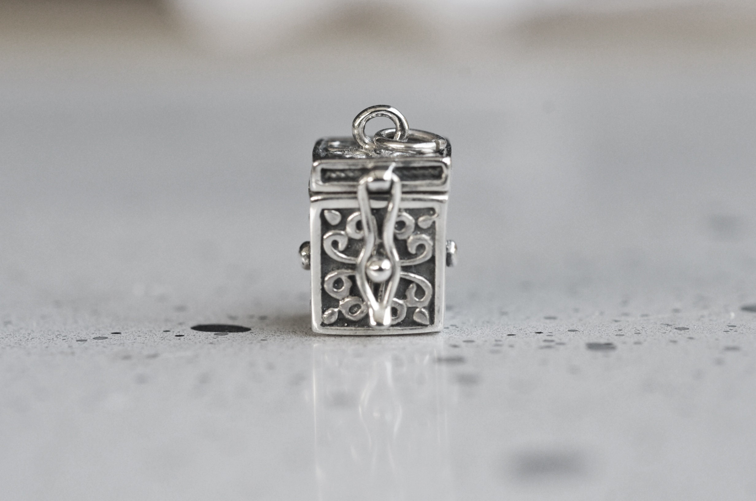 Prayer box sterling silver charm Stash box Silver locket Etsy