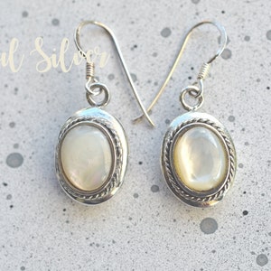 Sterling Silber Perlmutt Ohrringe: Vintage Boho Stil