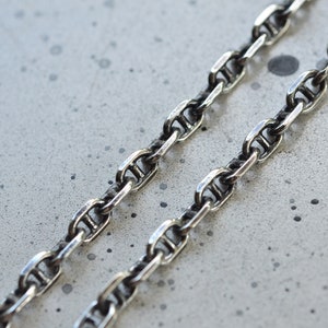 Silver anchor chain 3.7mm, Mariner light oxidized chain necklace, Sterling silver mariner necklace oxidized anchor chain, men's chain