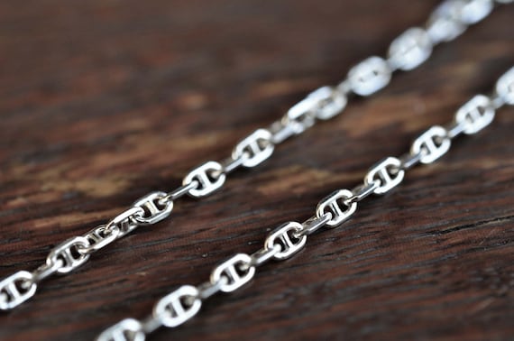 2.3 mm スターリングシルバー マリナーチェーンネックレス：ソリッド