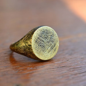 Signet ring, Rustic brass signet ring oxidized with unique texture, Brass pinky ring, rustic style chunky ring full back, statement ring