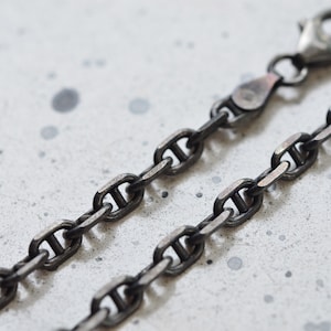 Silver anchor chain 3.7mm, Mariner oxidized chain necklace sterling silver mariner chain necklace oxidized anchor chain necklace men&#39;s chain