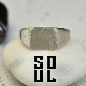 Sterling Silver Rustic Signet Ring: Heavy Chunky Textured Band