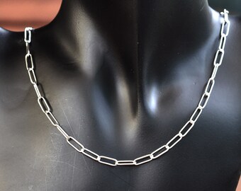 Sterling Silver Paper Clip Chain Necklace or Bracelet - 4mm Link