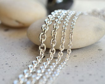 Silver cable chain, Sterling Silver Cable Chain Necklace, Solid Silver 925 Anchor Cable Chain Necklace, Men's cable chain, Unisex chain
