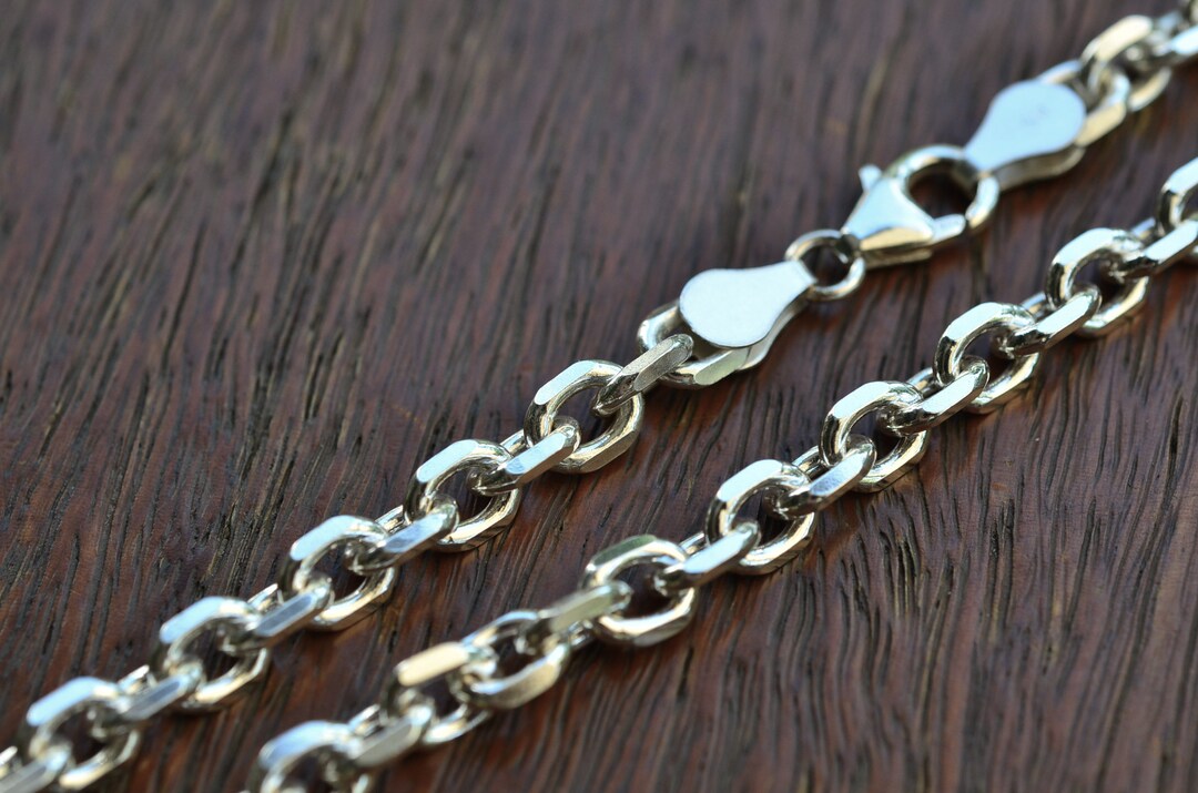 Sterling Silver Cable Chain Necklace 5.3mm, Silver 925 Solid Anchor
