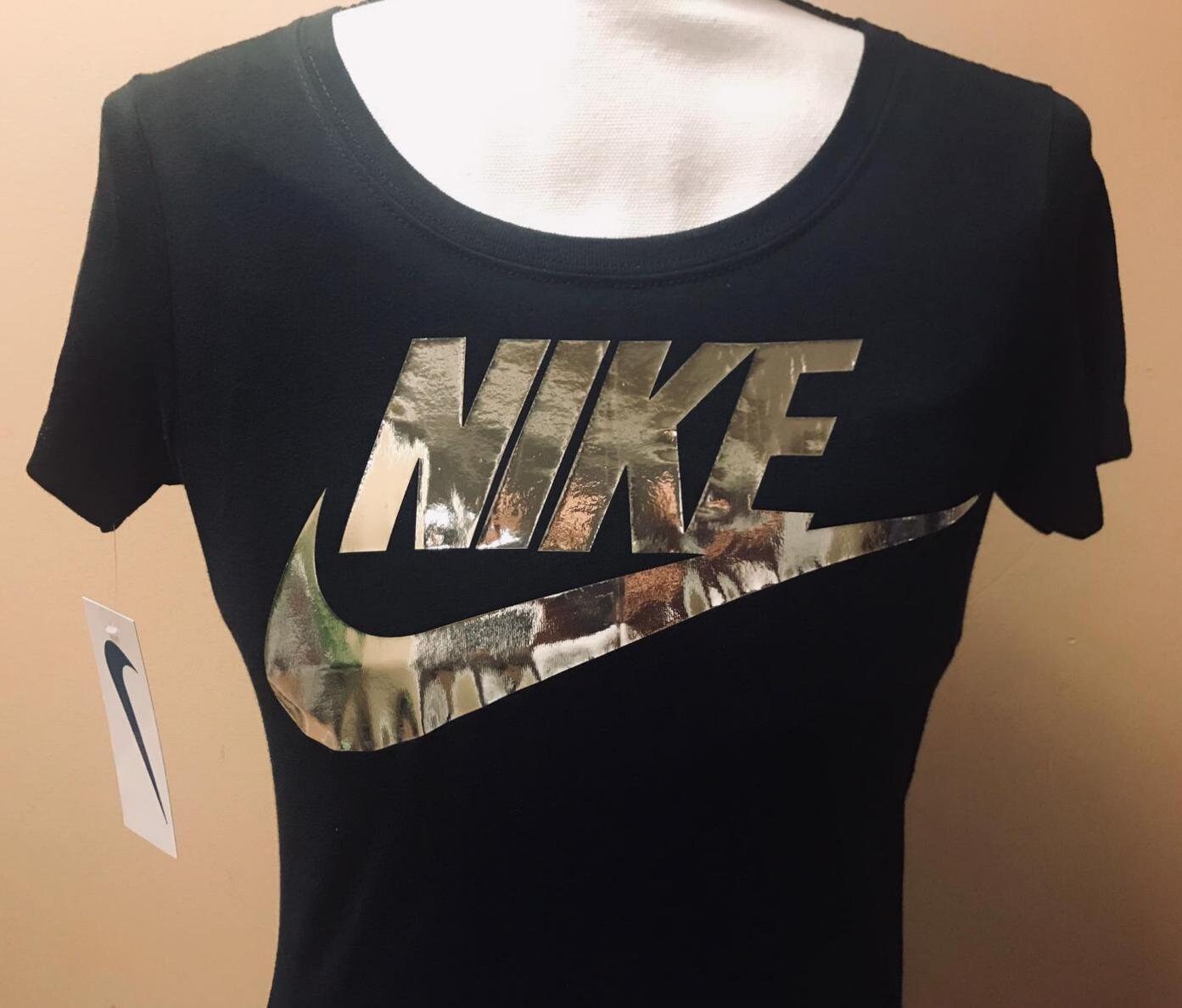 Silver Nike Women's TShirt. Crew Neck. Nike Classic Logo. Etsy