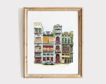 Androon Lahore watercolor print - handpainted 8x10 pakistani wall art - housewarming desi gift - Pakistan architecture