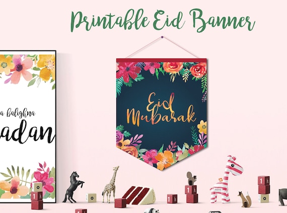 Set Of 2 Printable Eid And Ramadan Banners Instand Etsy