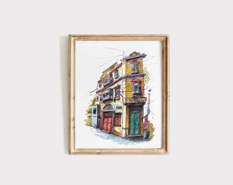 Androon Lahore watercolor print - handpainted 8x10 pakistani wall art - housewarming desi gift - Pakistan architecture