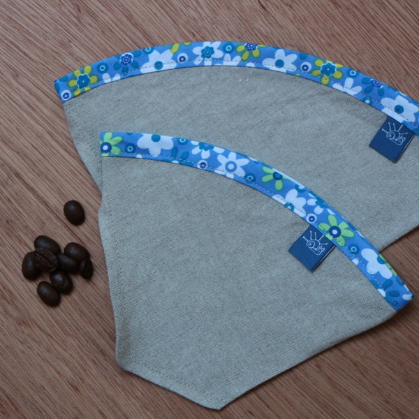 Reusable and washable number 2 coffee filter in natural organic linen