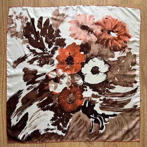 Vintage Jacques Esterel Silk Scarf Square Pure Silk Twill Scarf 100% floral silk scarf Square Scarf All Season Gift for Woman Silk Scarves
