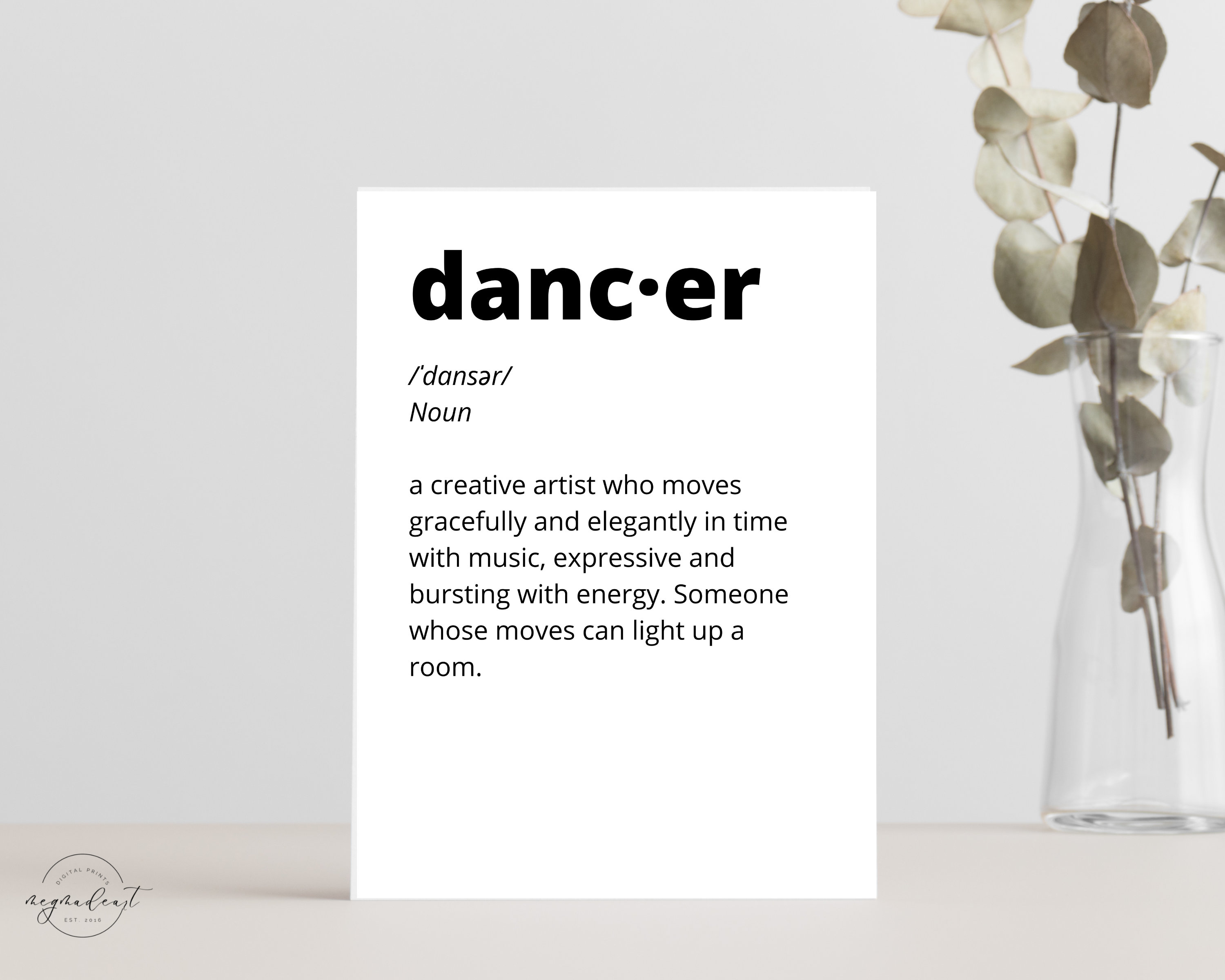 Dancer Definition Wall Art | Studio Decor | Downloadable Print ...