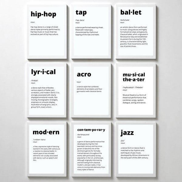 Dance Definition Wall Art | Studio Decor | Downloadable Print | Dancer | Ballet | Tap | Jazz | Modern | Acro | Hip Hop | Lyrical