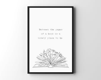 Art impression murale livresque | Décoration murale pour les amateurs de lecture | Cadeau livresques | Impression numérique | Citation de livre minimaliste pour une maison artistique