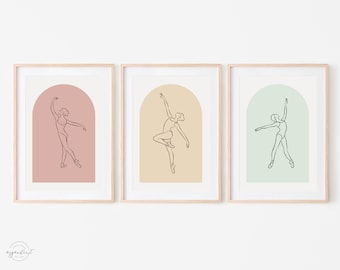 Boho Ballet Dancer Wall Art Prints | Ballerina Wall Art Printable | Dancer Decor | Downloadable Print for Dancers | Digital Line Art Print