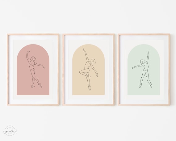 Boho Ballet Dancer Wall Art Prints | Ballerina Wall Art Printable | Dancer Decor | Downloadable Print for Dancers | Digital Line Art Print