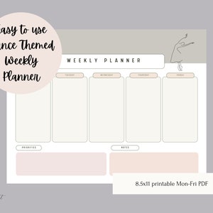 Planificador semanal de ballet PDF descargable / Descarga digital Organización de profesores de danza / Planificador de coreografía de ballet / Recurso para profesores de danza