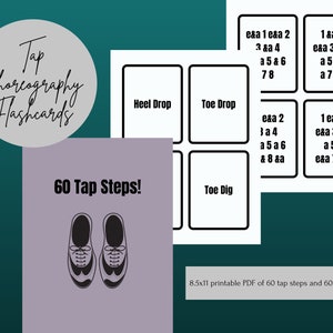 Tap Choreography Flash Cards PDF Download | Digital Download for Dance Teacher Inspiration | Tap Dance Teacher Resource | Dance Studio