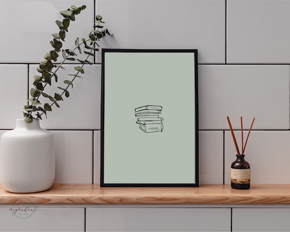 Bookish Decor for Book Lovers Bookish Line Art Print 