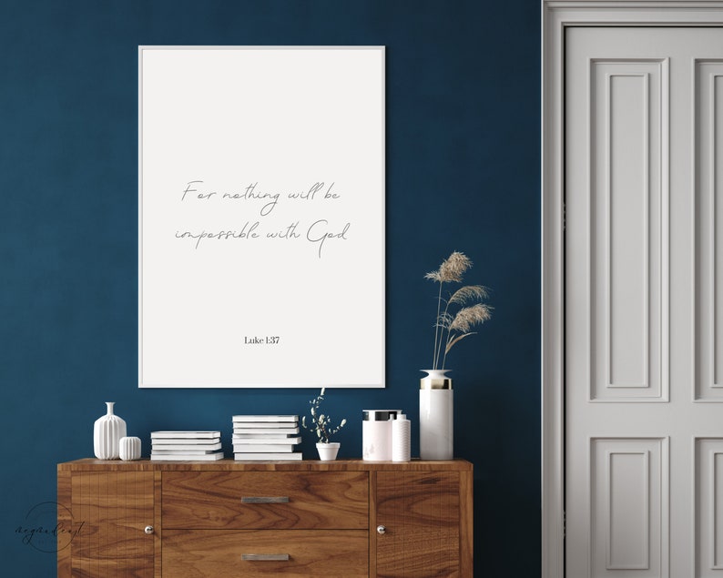 Luke 1:37 Scripture Digital Print Christian Wall Art - Etsy