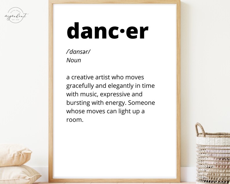 Dancer Definition Wall Art | Studio Decor | Downloadable Print ...