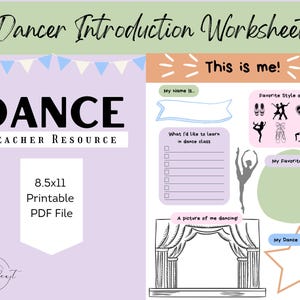 Dancer Introduction Worksheet | Downloadable PDF | Digital Download | Dance Teacher Organization | Student Activity | Dance Teacher Resource
