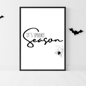 Spooky Season Spider Web Wall Art | Black and White Halloween Printable | Fall Wall Decor Instant Download | Spooky Szn Wall Art Print