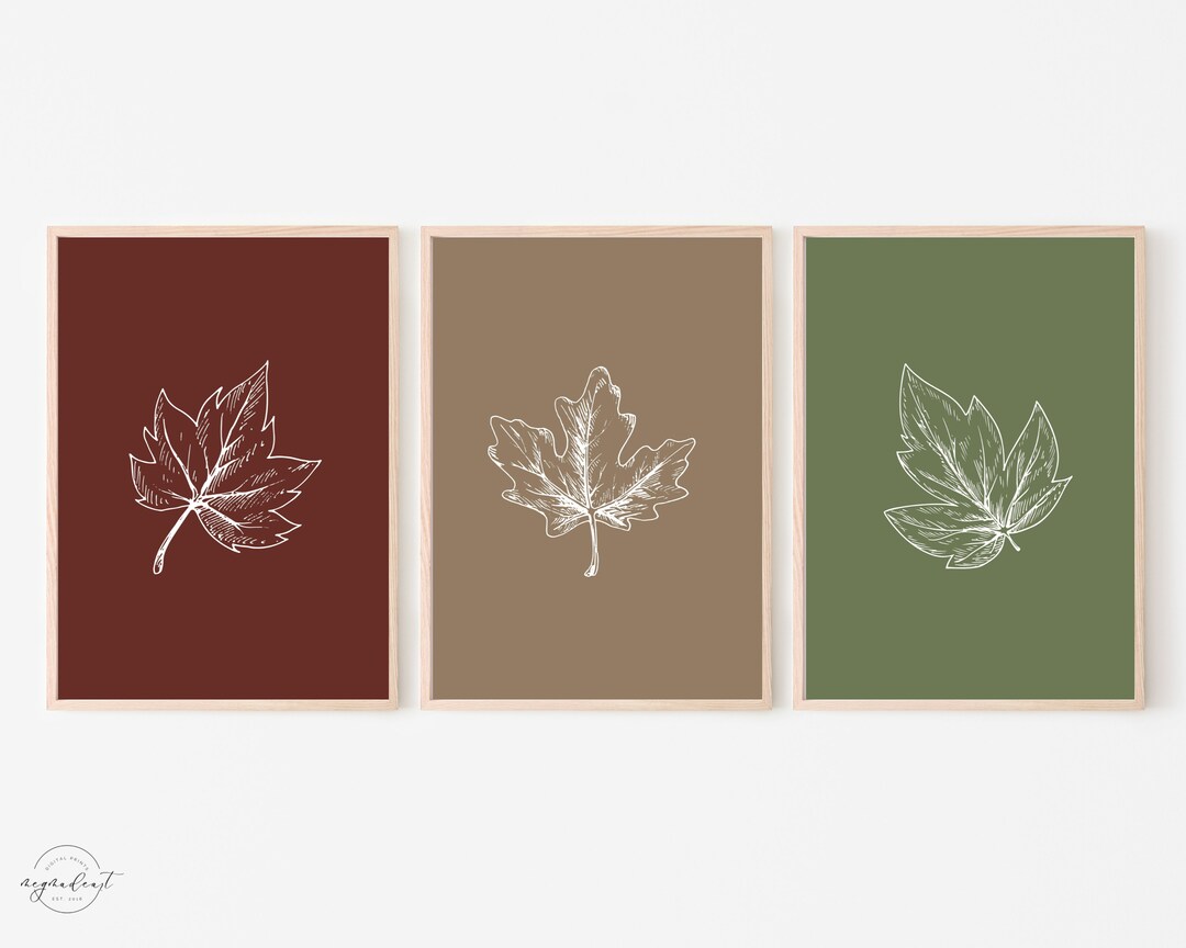 Fall Leaf Wall Art Set of 3 | Downloadable Print for Autumn Season ...