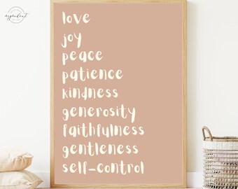 Fruits of the Spirit Bohemian Nursery Wall Print | Christian Wall Decor Printable Download | Bible Verse Wall Art | Scripture Wall Print
