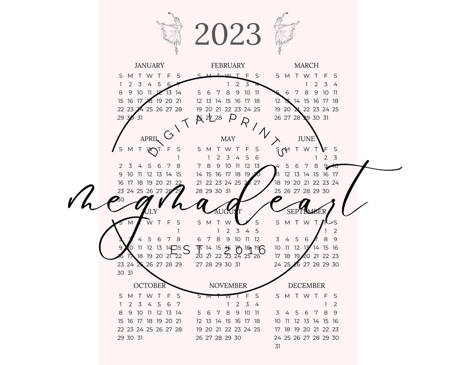 2023 Dance Studio Calendar Digital Download Dance Teacher Etsy