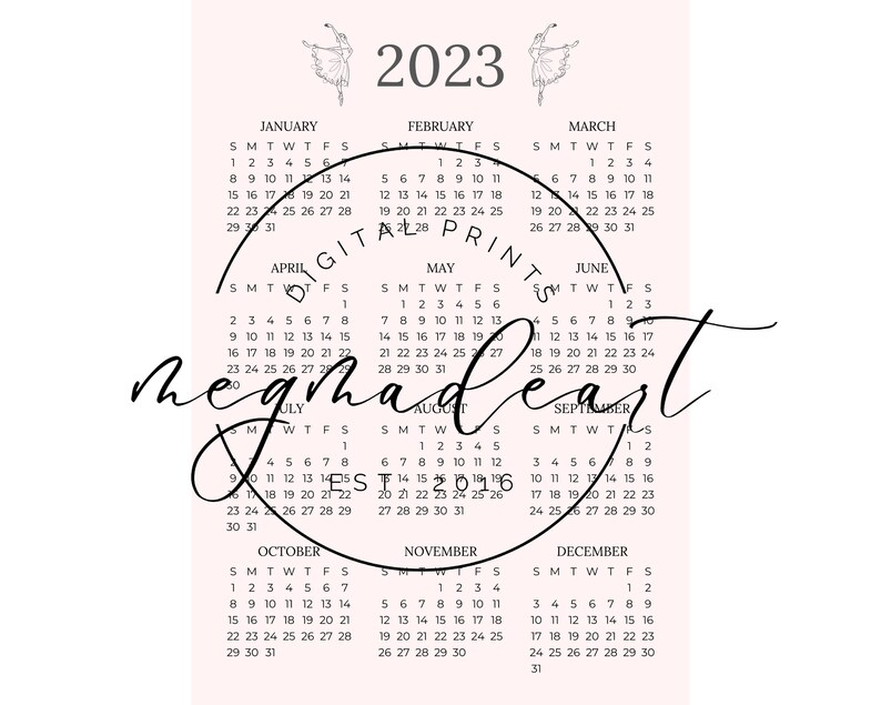 2023 Dance Studio Calendar Digital Download Dance Teacher Etsy