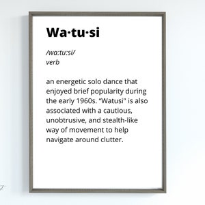 Watusi Definition Wall Art | Studio Decor | Downloadable Print | Definition of Watusi Printable | 1960s Dancer | Social Dance | Dancer Gift