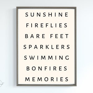 Summer Wall Art Printable | Sunshine Decor Word Art Print | Digital Download | Lake Life Beach House Print | Summertime Downloadable Art