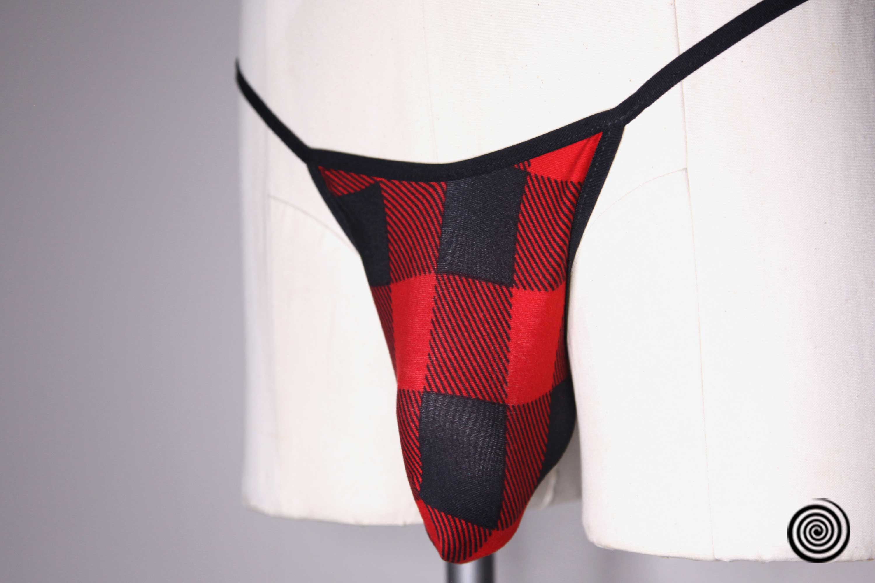 Buffalo Plaid Crotchless Panty Peek A Boo Satin Bows Cheeky Red