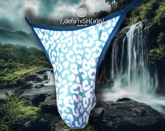 Mens Thong Underwear- Pool Leopard (Standard Rise Plush Essential 3/4" Dancer)