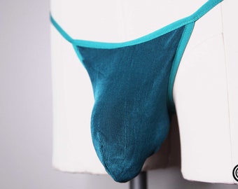 Men's Thong Underwear - Essential Teal Rib Knit