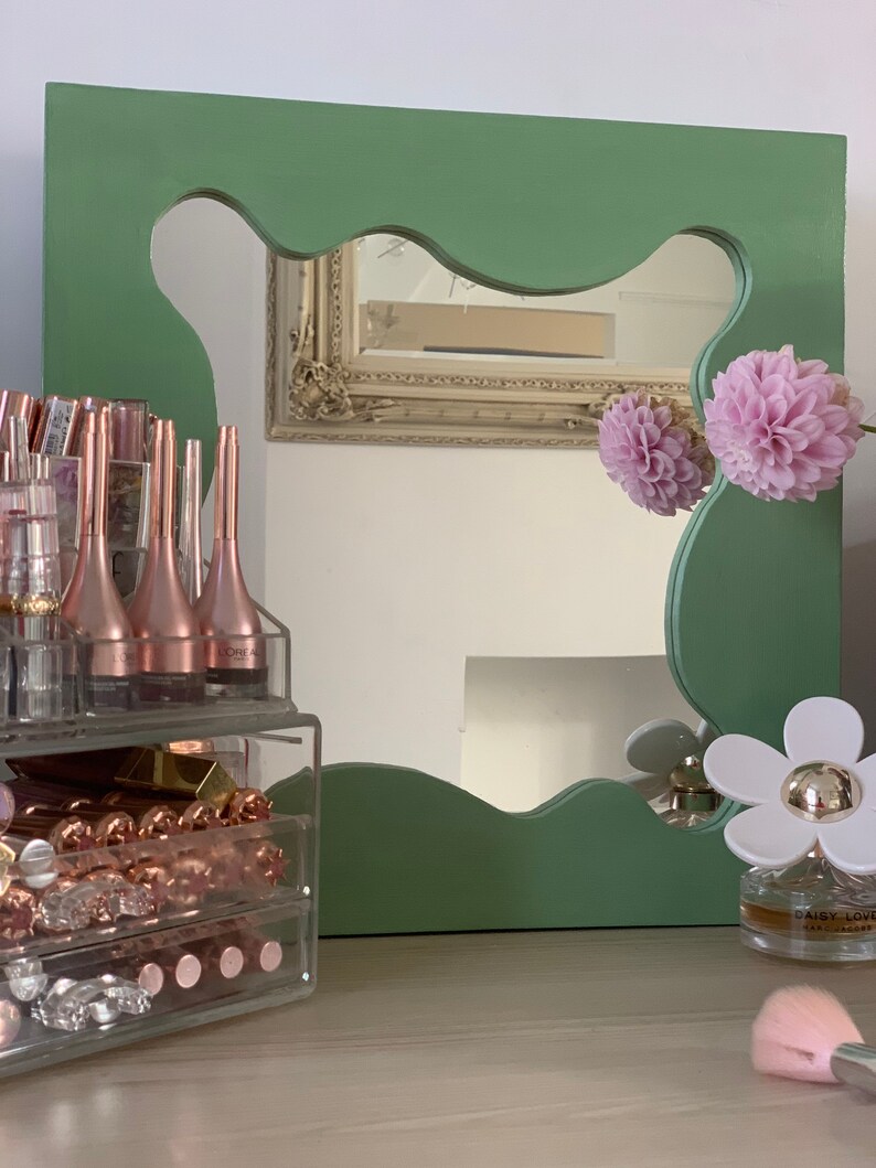 Small Wavy Wall Mirror Small Sguiggle Wall Decor Art Pastel Etsy