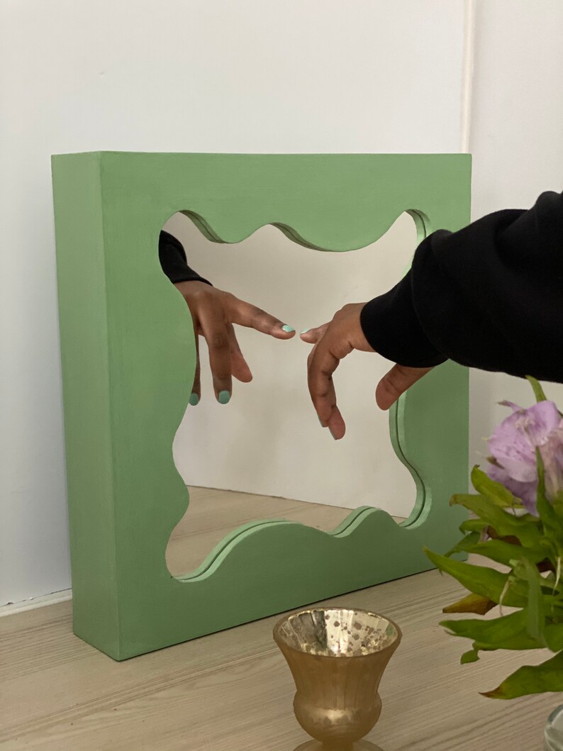 Small Wavy Wall Mirror Small Sguiggle Wall Decor Art Pastel Etsy