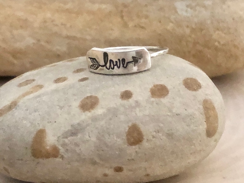 animal theme stamped with a wave gift for her cactus and owl love Tiny dainty hand-stamped ring nature theme gift