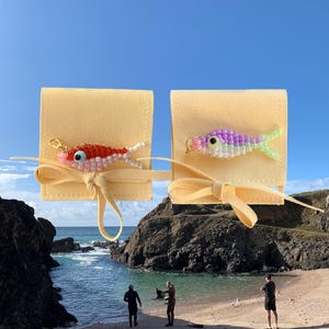 Custom Seed Bead Fish Charms / Keyrings / Purse Charms