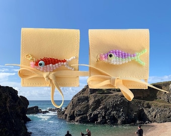 Custom Seed Bead Fish Charms / Keyrings / Purse Charms