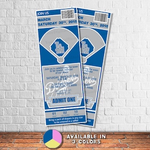 Baby Shower Invitations LA Dodgers Inspired (5&quot;x7&quot;)