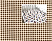 Plaid Gingham Cotton Sheet, Nursery Pad Cover Crib Twin Full Queen Size Fitted Flat YOU PICK